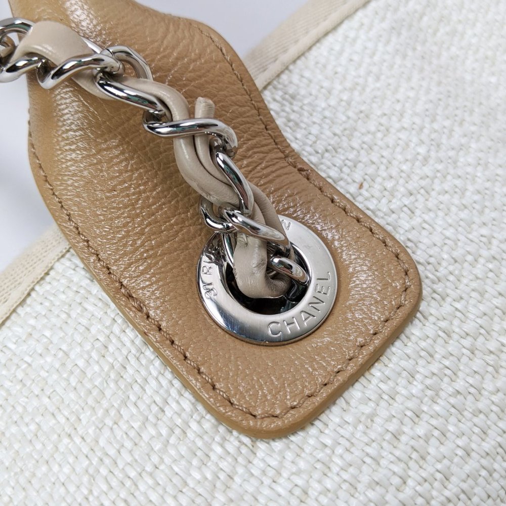 SOLD Chanel 18P Beige Canvas Large  Deauville Tote - Picture 10 of 12